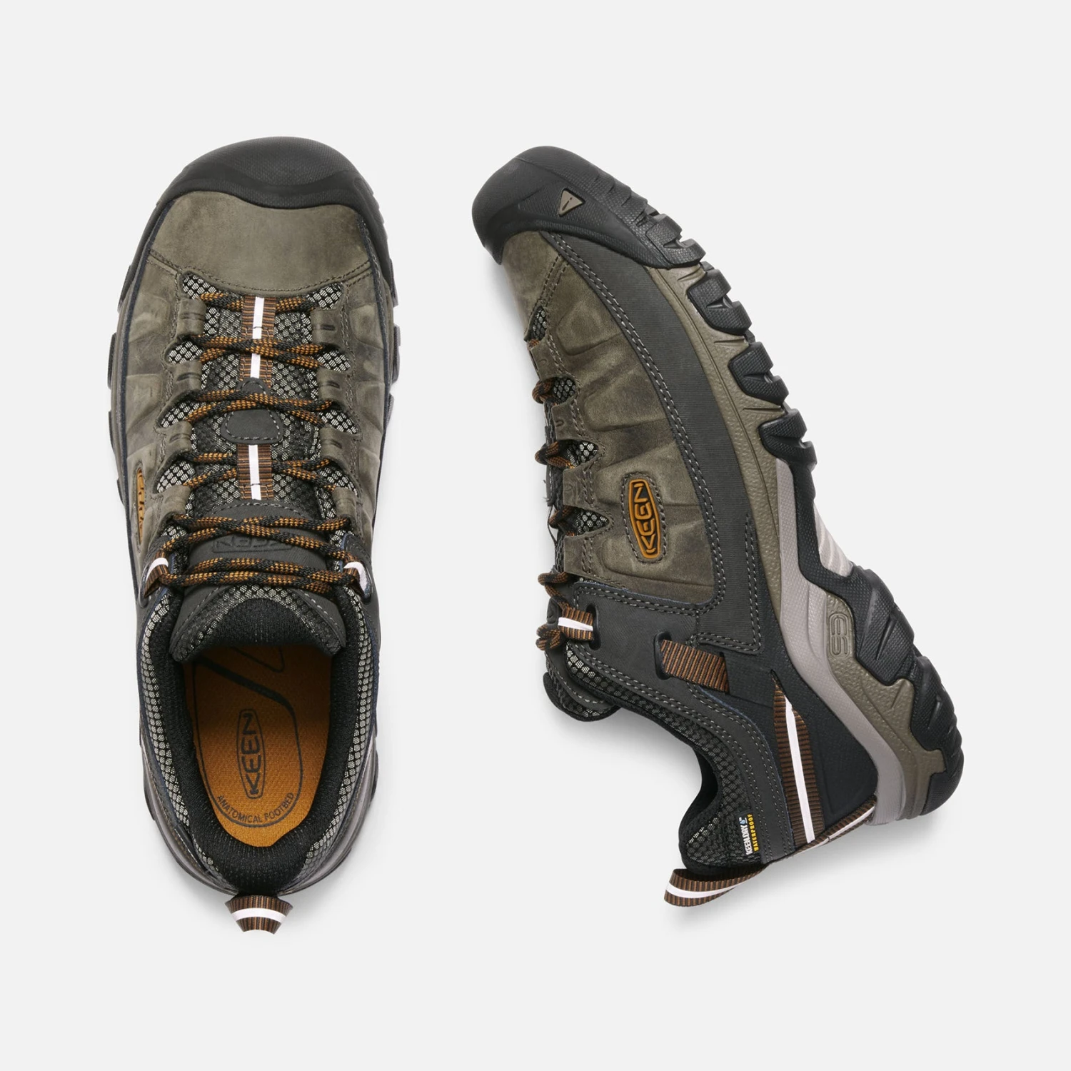 Keen Men's Targhee III Leather Waterproof Hiking Shoe - Black Olive/Golden Brown - Regular (D) - Image 3