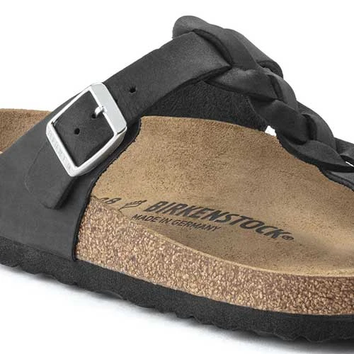 Birkenstock Gizeh Braid Suede Black Oil Leather- Regular/Wide - Image 3