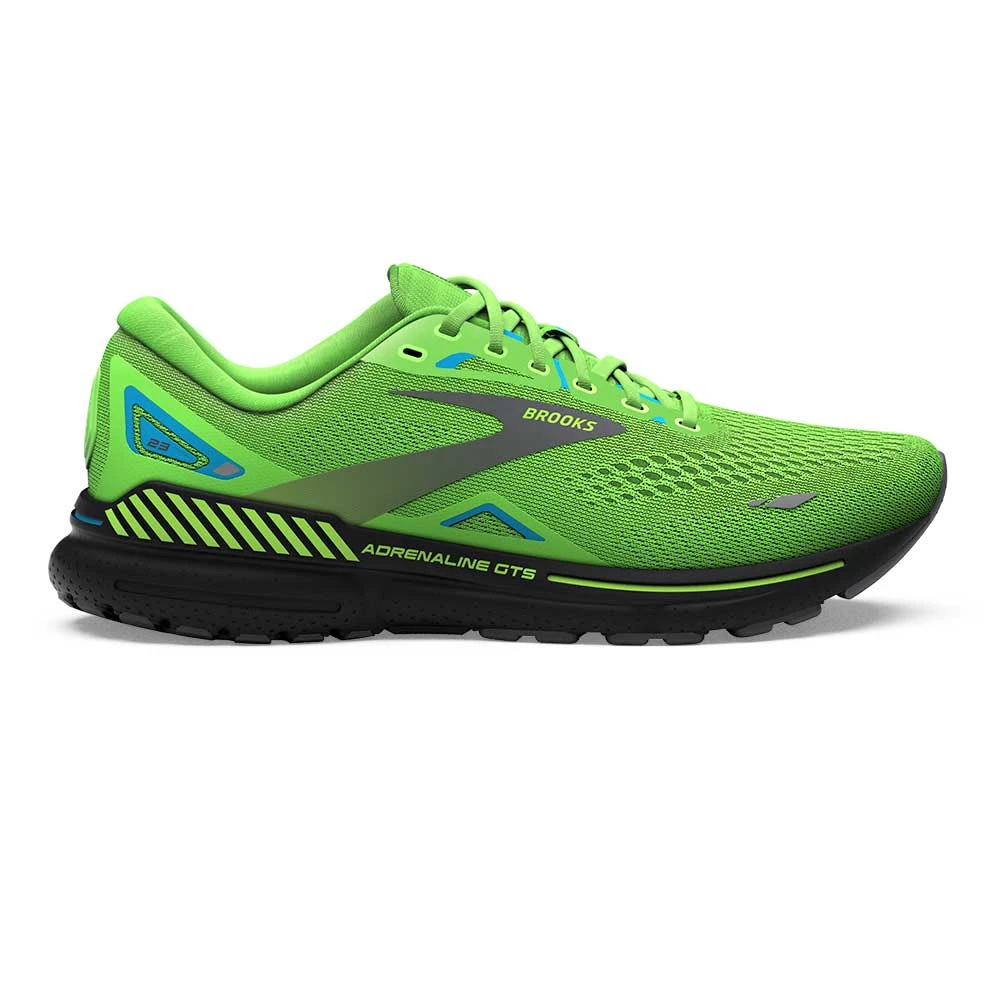 BROOKS Men's Adrenaline GTS 23 Running Shoe - Green Gecko/Grey/Atomic Blue- Regular (D)