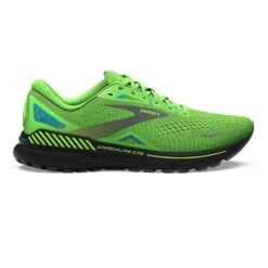 BROOKS Men's Adrenaline GTS 23 Running Shoe - Green Gecko/Grey/Atomic Blue- Wide (2E)