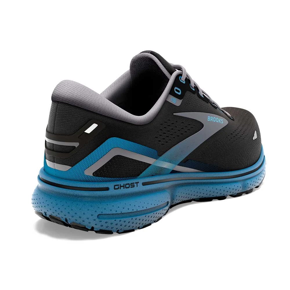 BROOKS Men's Ghost 15 Running Shoe- Black/Blackened Pearl/Blue- Regular (D) - Image 3