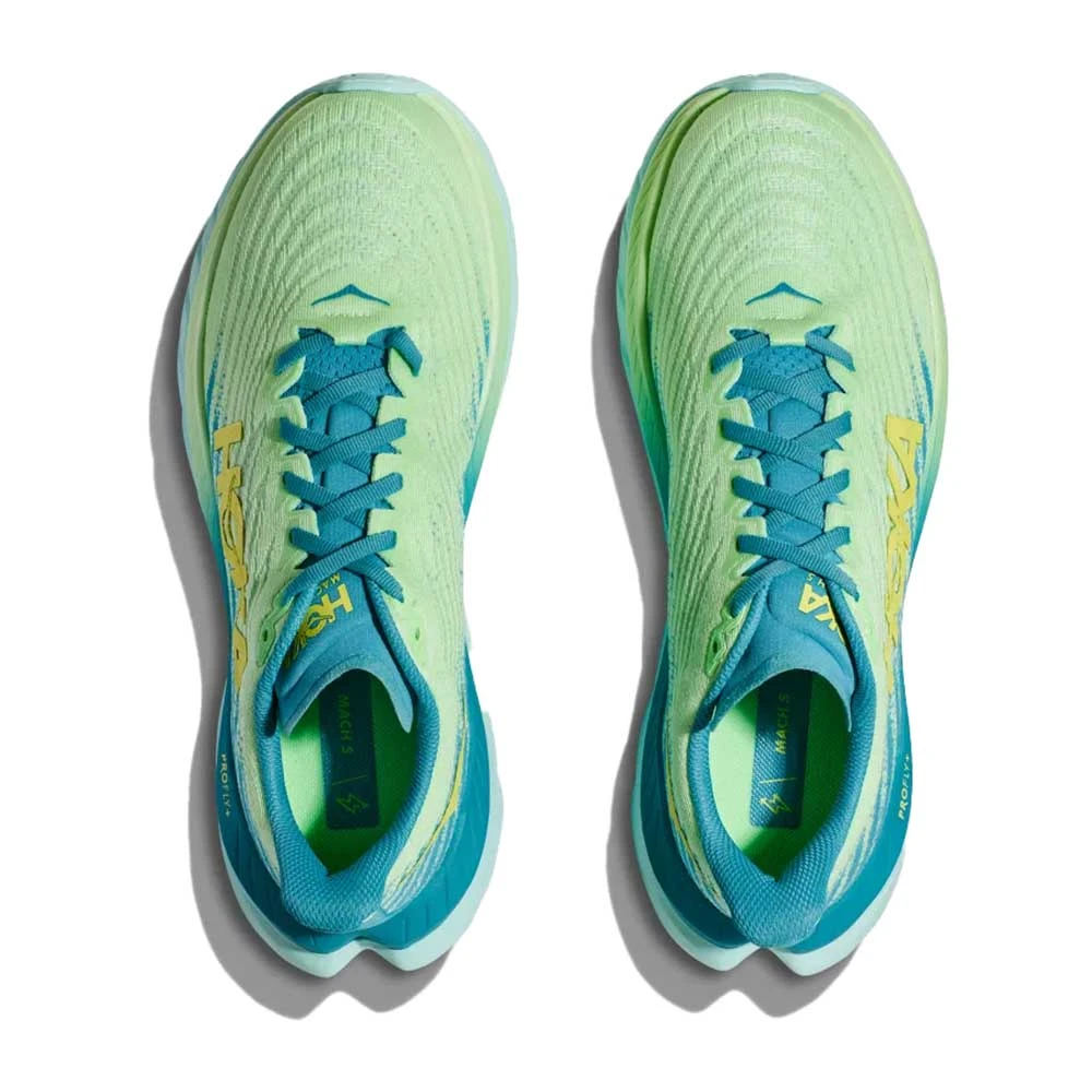 Hoka Men's Mach 5 Running Shoe - Lime Glow/Ocean Mist - Regular (D) - Image 3