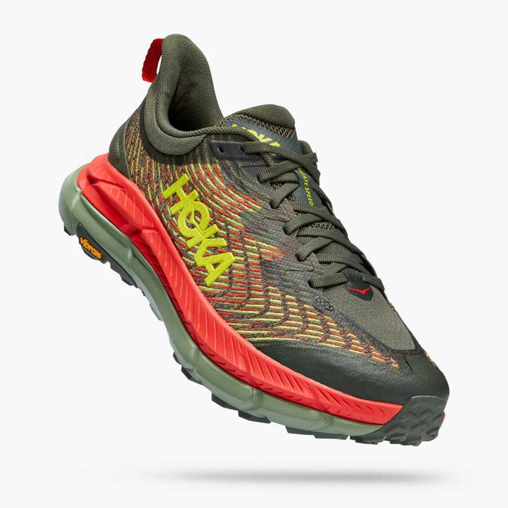 Hoka Men's Mafate Speed 4 Trail Shoe - Thyme/Fiesta- Regular (D) - Image 3