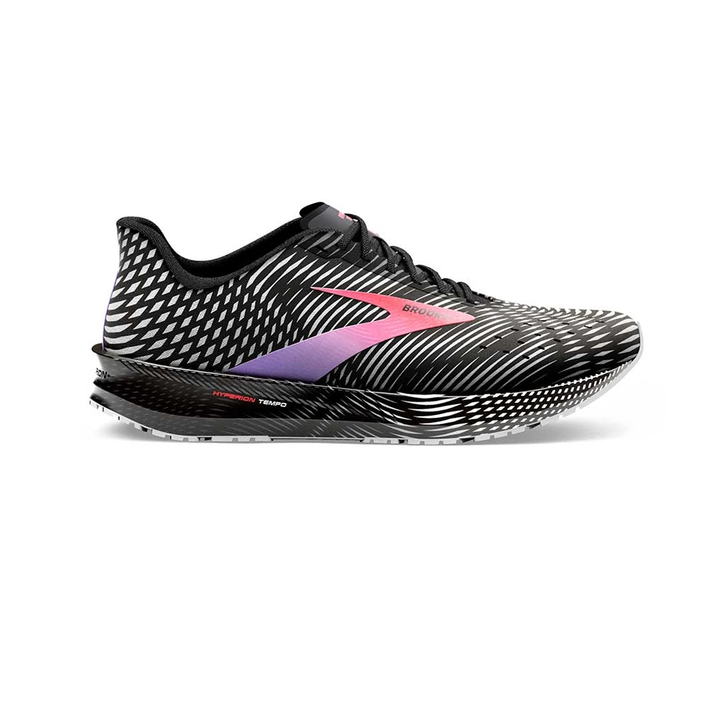 BROOKS Women's Hyperion Tempo Running Shoe- Black/Coral/Purple - Regular (B)