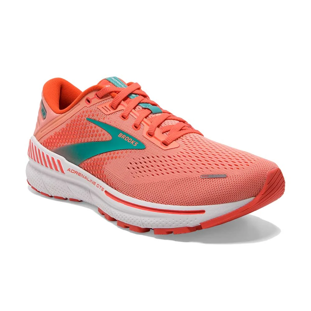 BROOKS Women's Adrenaline GTS 22 Running Shoe- Coral/Latigo Bay/White- Regular (B) - Image 2