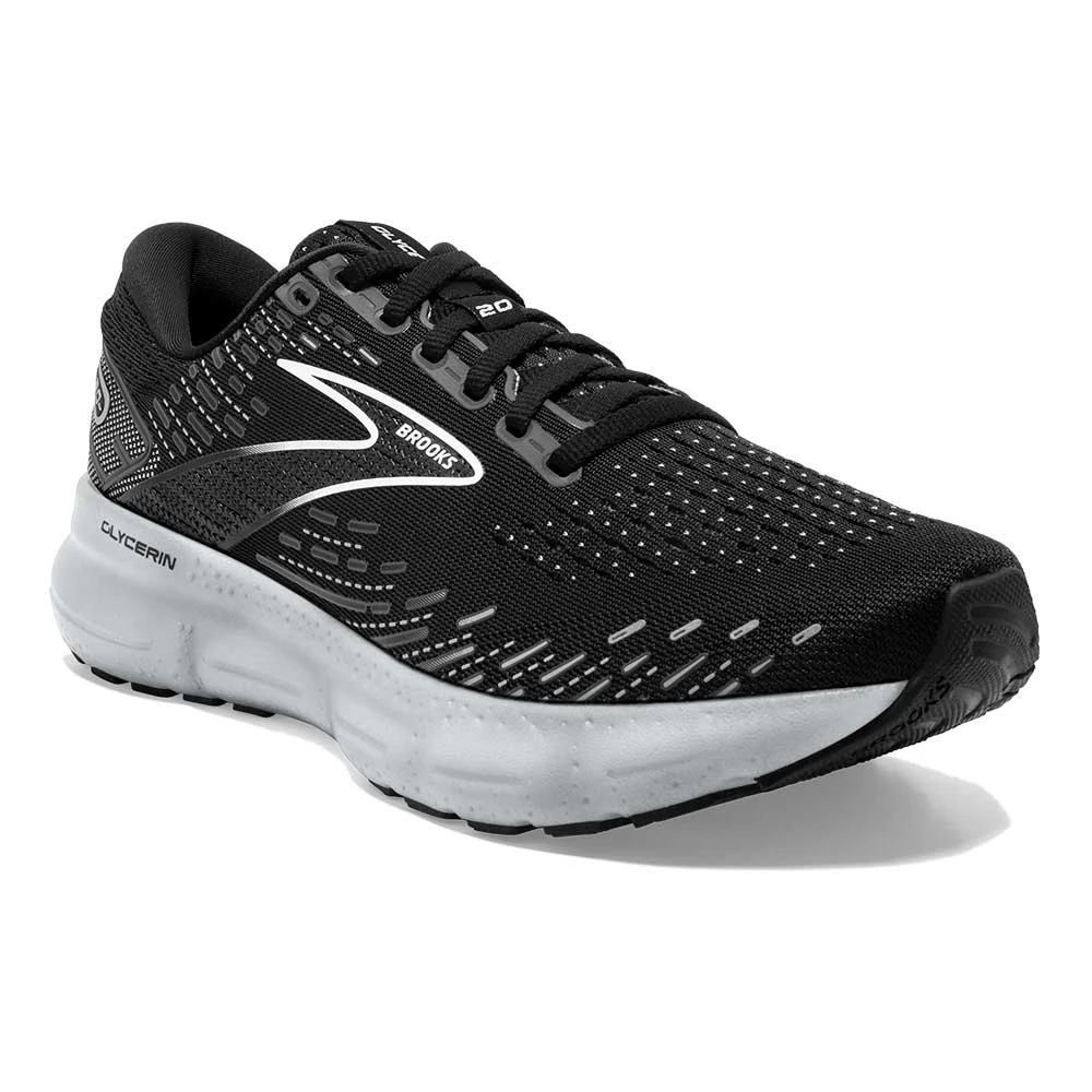 BROOKS Women's Glycerin 20 Running Shoe - Black/White/Alloy - Wide (D) - Image 2