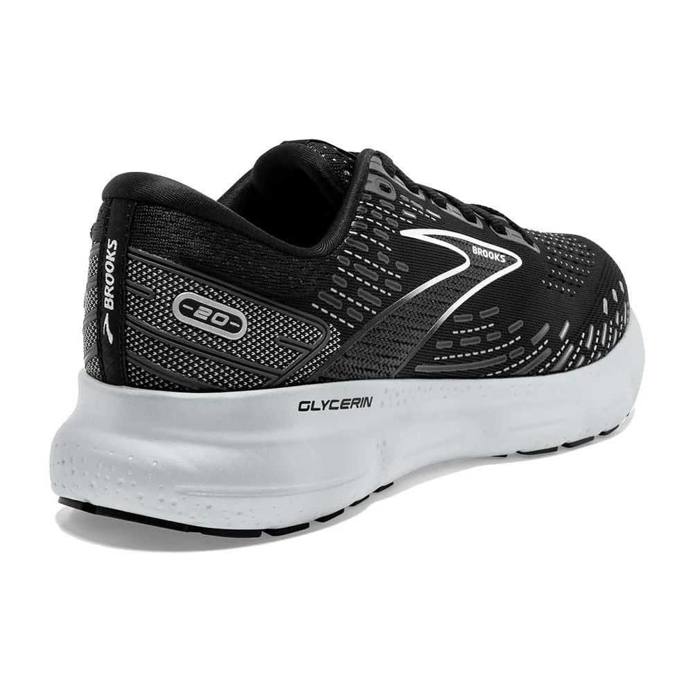 BROOKS Women's Glycerin 20 Running Shoe - Black/White/Alloy - Wide (D) - Image 4