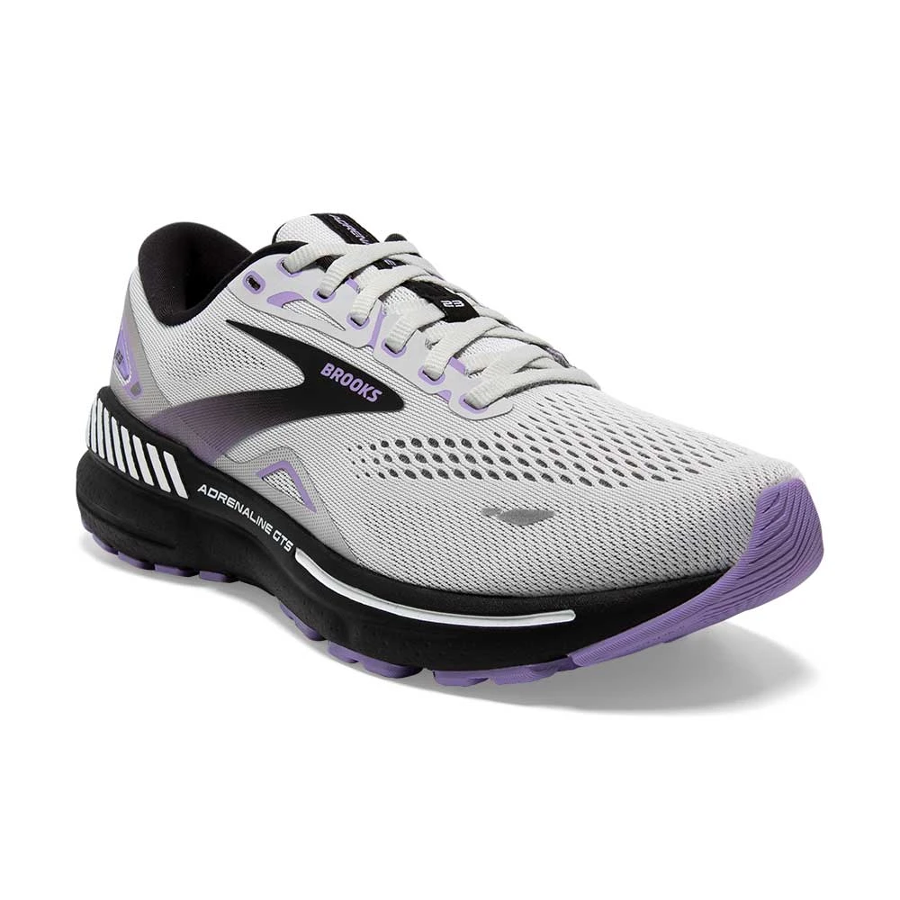 BROOKS Women's Adrenaline GTS 23 Running Shoe - Grey/Black/Purple- Regular (B) - Image 2