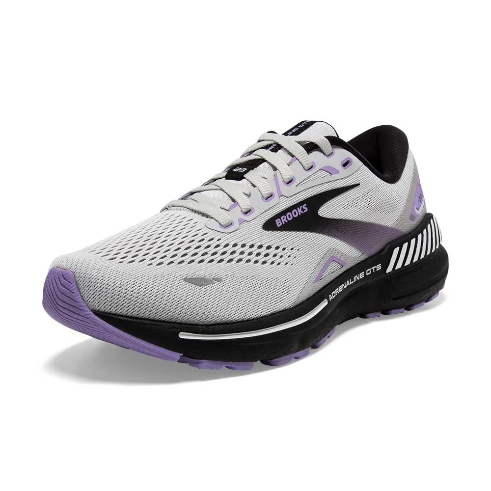 BROOKS Women's Adrenaline GTS 23 Running Shoe - Grey/Black/Purple- Regular (B) - Image 3