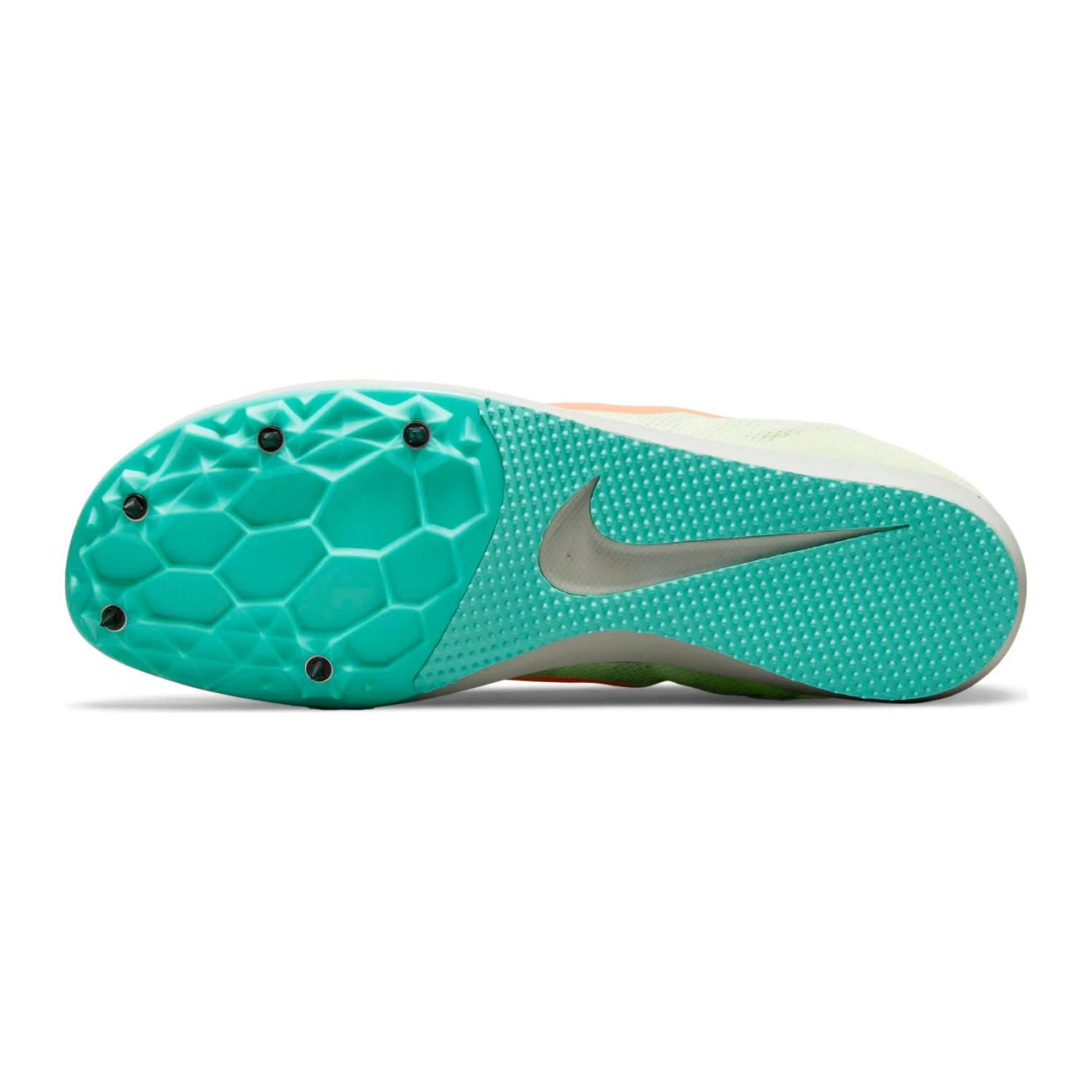 Nike Unisex Zoom Rival D Track Spike - Barely Volt/Hyper Orange/Dynamic Turq - Regular (D) - Image 6