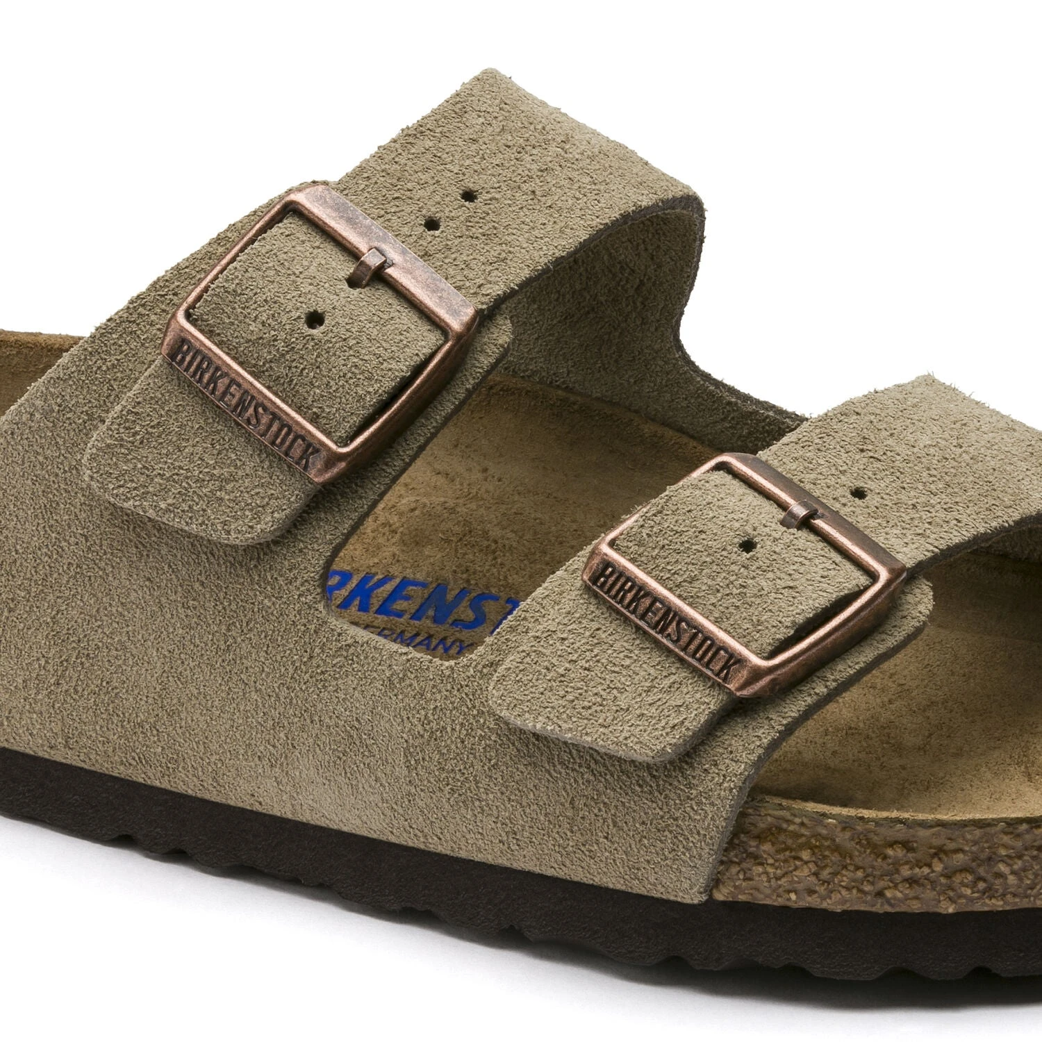 Birkenstock Arizona Soft Footbed Taupe Suede Leather Sandal - Taupe- Regular/Wide - Image 5
