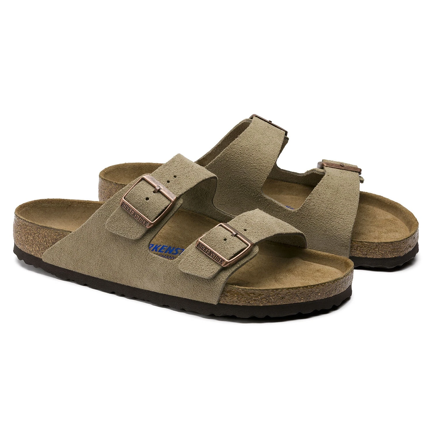Birkenstock Arizona Soft Footbed Taupe Suede Leather Sandal - Taupe- Regular/Wide - Image 3