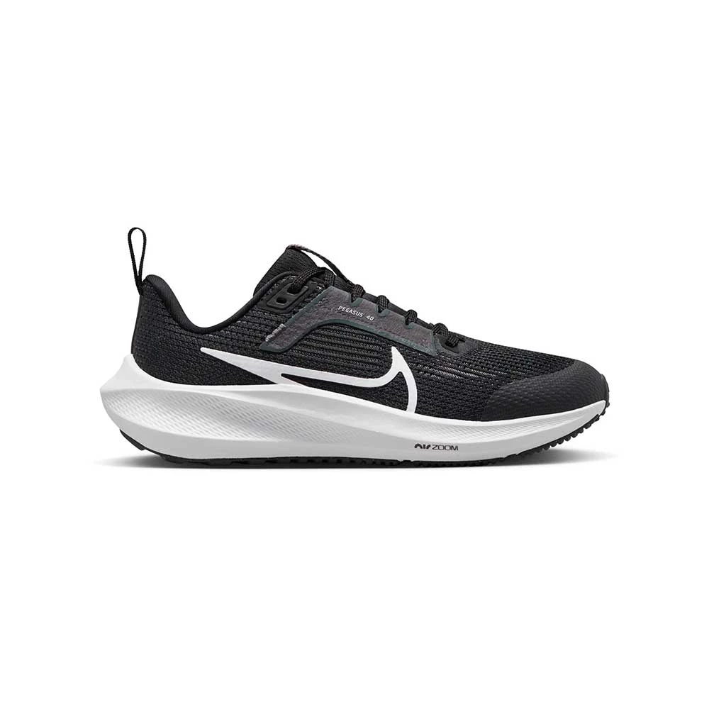 Nike Youth Pegasus 40 Running Shoe- Black/White/Iron Grey