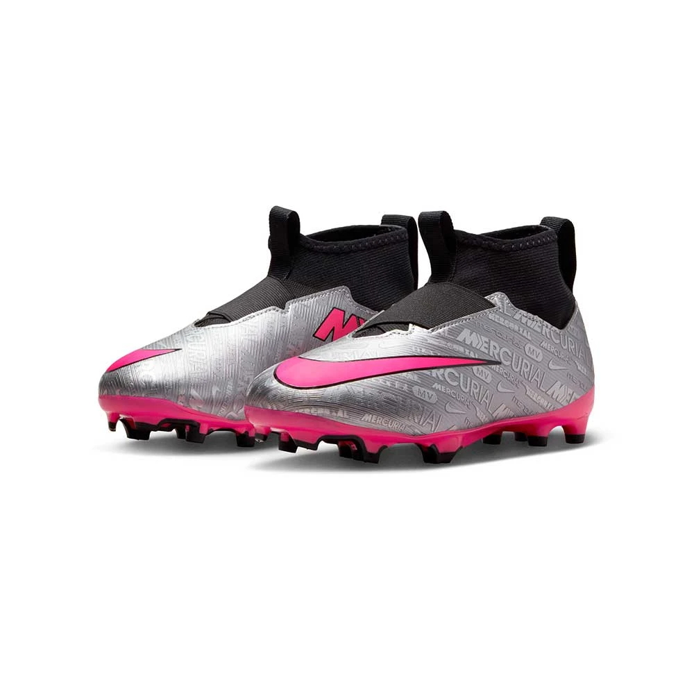 Nike Jr. Zoom Mercurial Superfly 9 Academy XXV MG Soccer Cleats- Metallic Silver/Hyper Pink- Regular (D) - Image 3