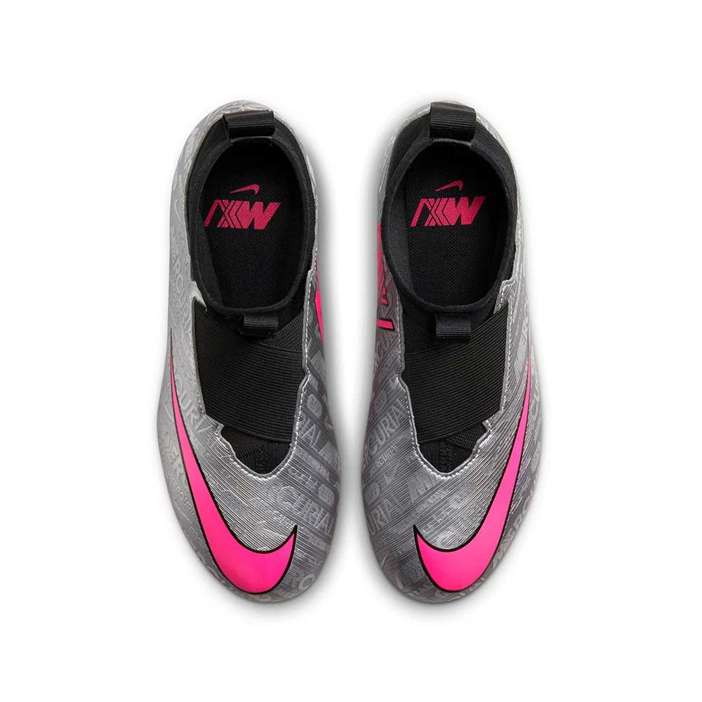Nike Jr. Zoom Mercurial Superfly 9 Academy XXV MG Soccer Cleats- Metallic Silver/Hyper Pink- Regular (D) - Image 4