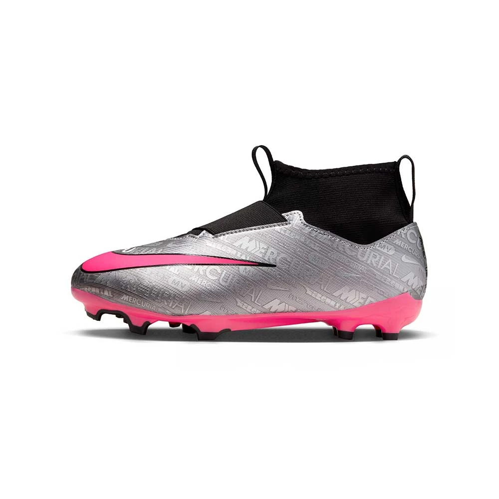Nike Jr. Zoom Mercurial Superfly 9 Academy XXV MG Soccer Cleats- Metallic Silver/Hyper Pink- Regular (D) - Image 2