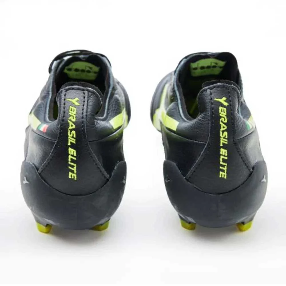 Diadora Men's Brasil Elite 2 LT FG Soccer Shoe - Black/Fluo Yellow - Image 4